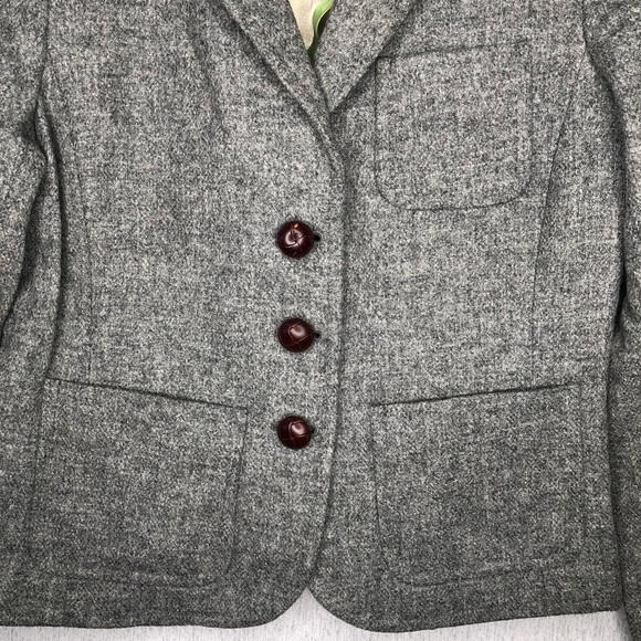 J Crew Robert Noble Scotland 100% Wool Blazer Women's Gray Rare Find Vintage - Picture 2 of 15